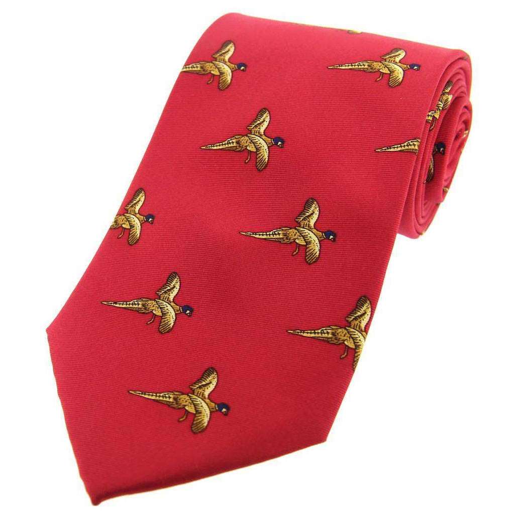 David Van Hagen Flying Pheasant Country Silk Tie - Red