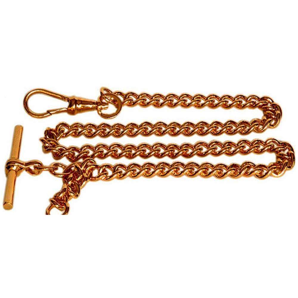 David Van Hagen Gold Plated Albert Large Curb Chain Double Clasp - Gold