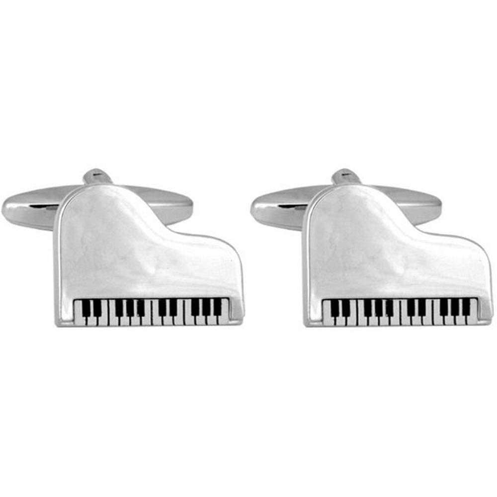 David Van Hagen Grand Piano Cufflinks - Silver/Black/White