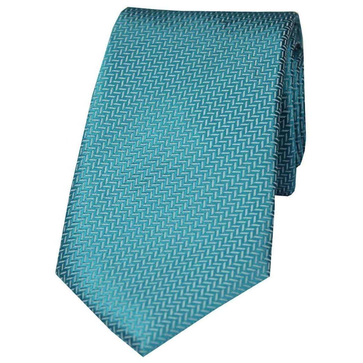 David Van Hagen Herringbone Silk Tie - Teal