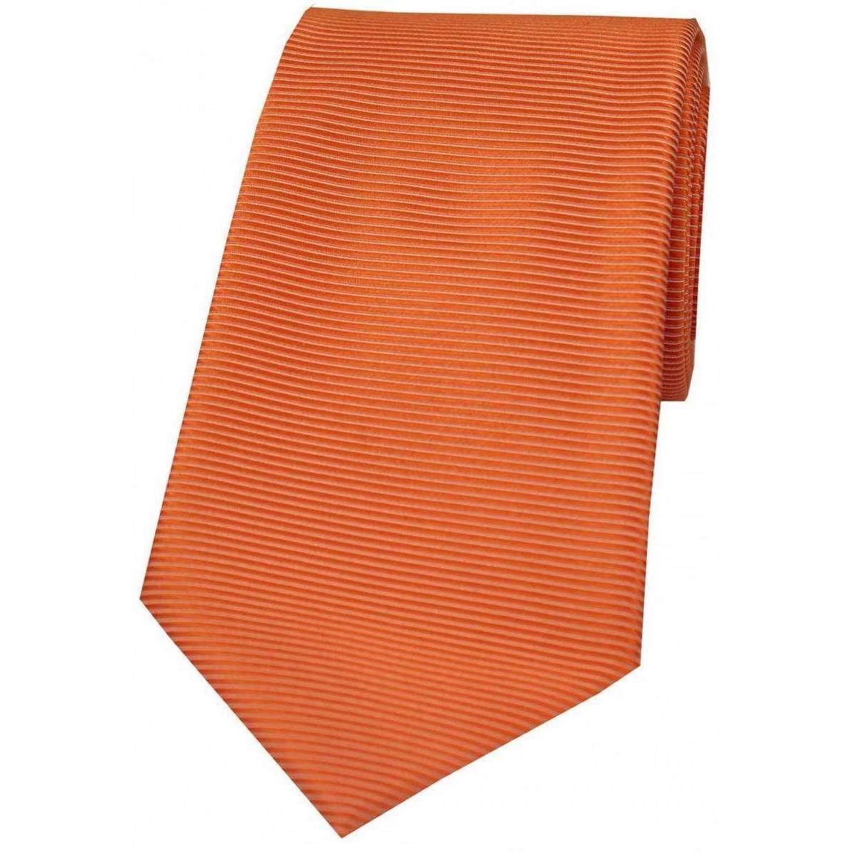 David Van Hagen Horizontal Ribbed Polyester Tie - Orange