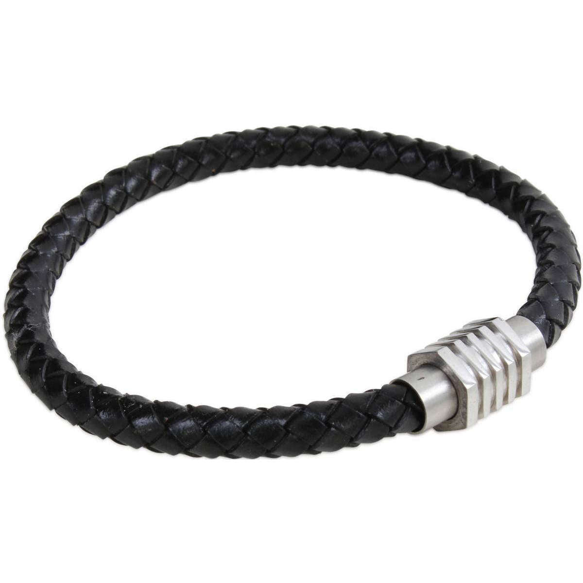 david van hagen leather bracelet - black