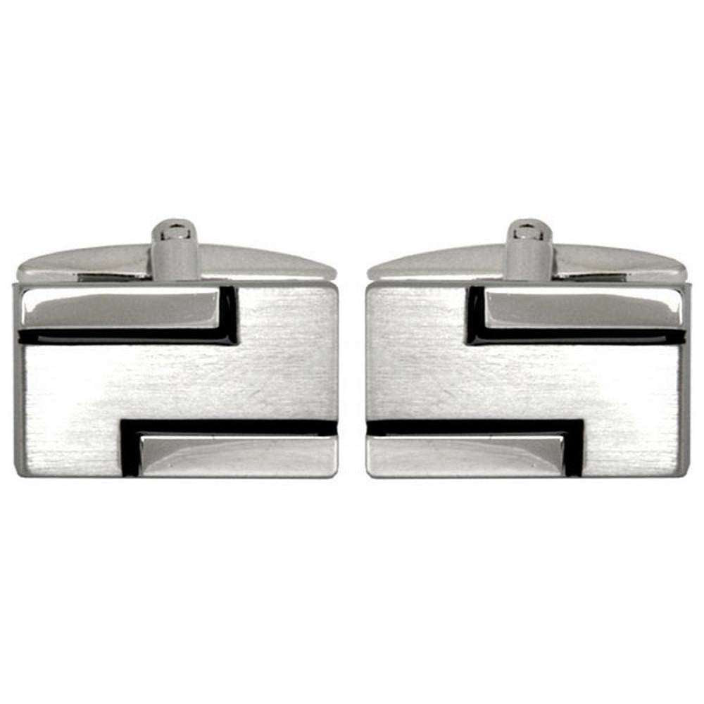 David Van Hagen Lined Cufflinks - Silver