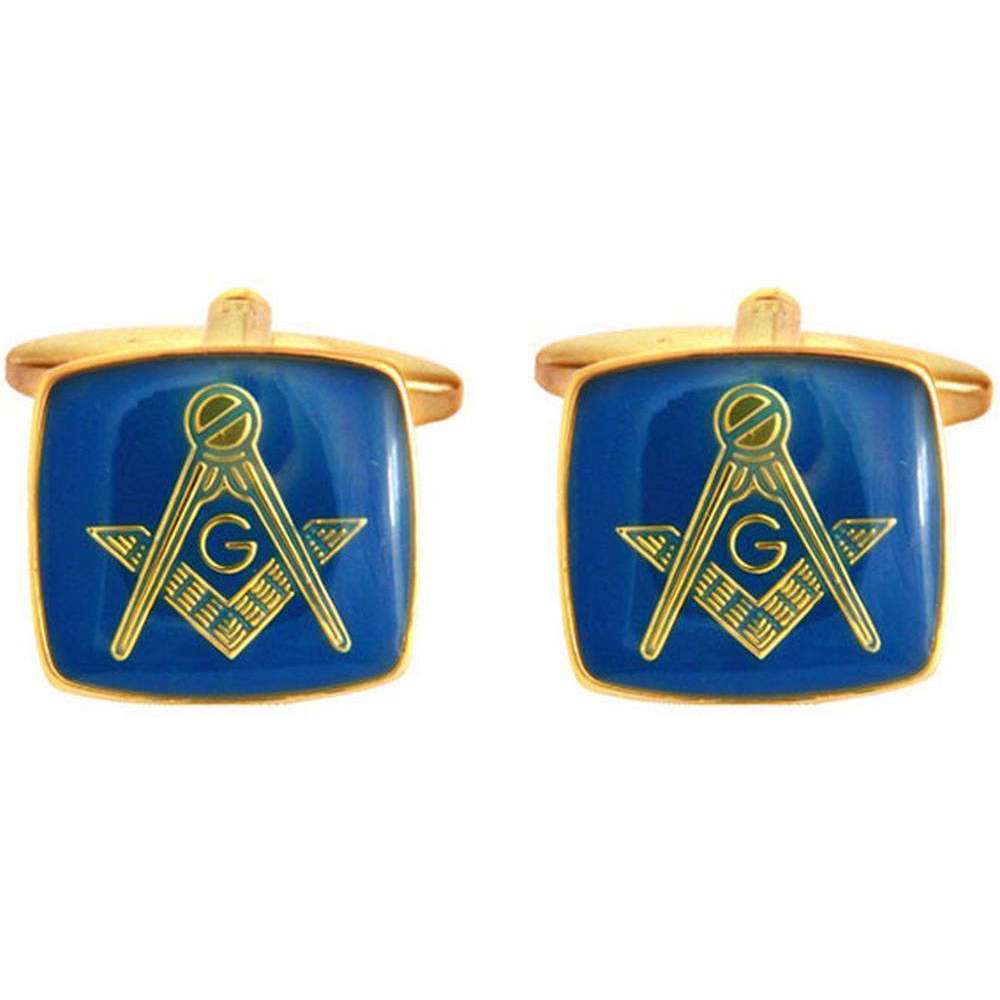 David Van Hagen Masonic Enamel Square Cufflinks - Blue