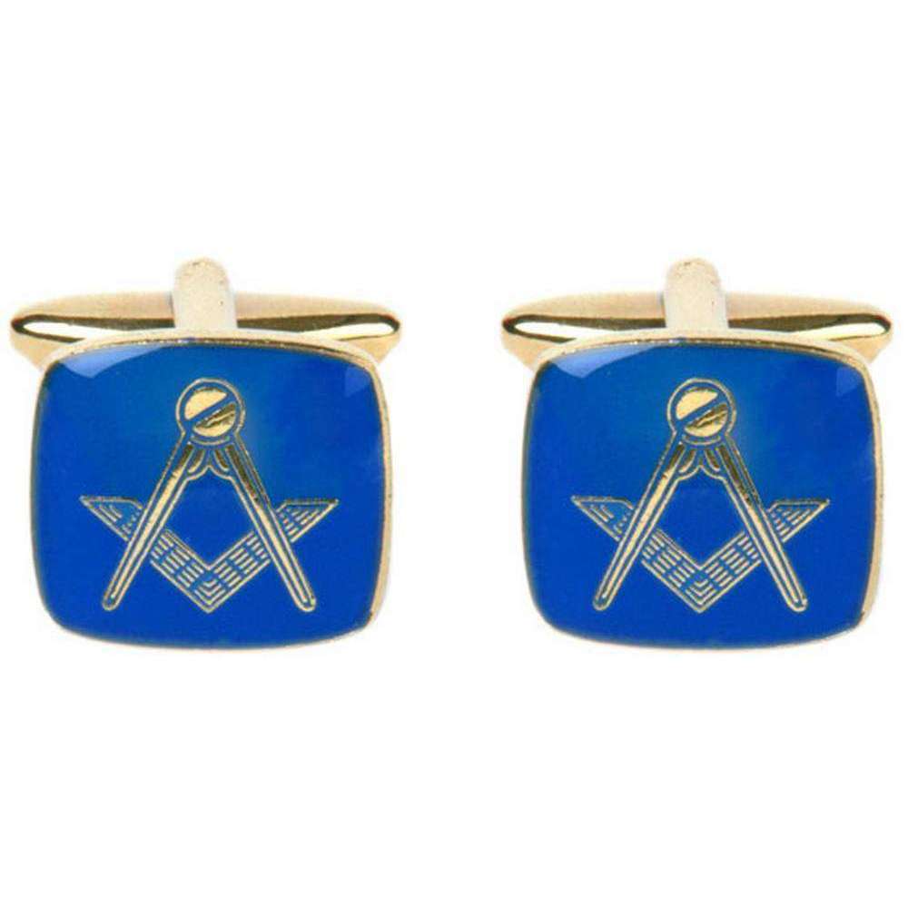 David Van Hagen Masonic Enamel Square Cufflinks - Blue