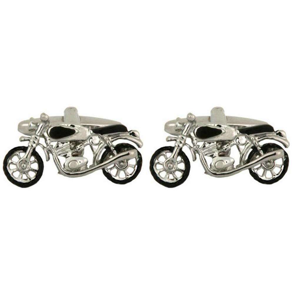 David Van Hagen Motorbike Cufflinks - Silver