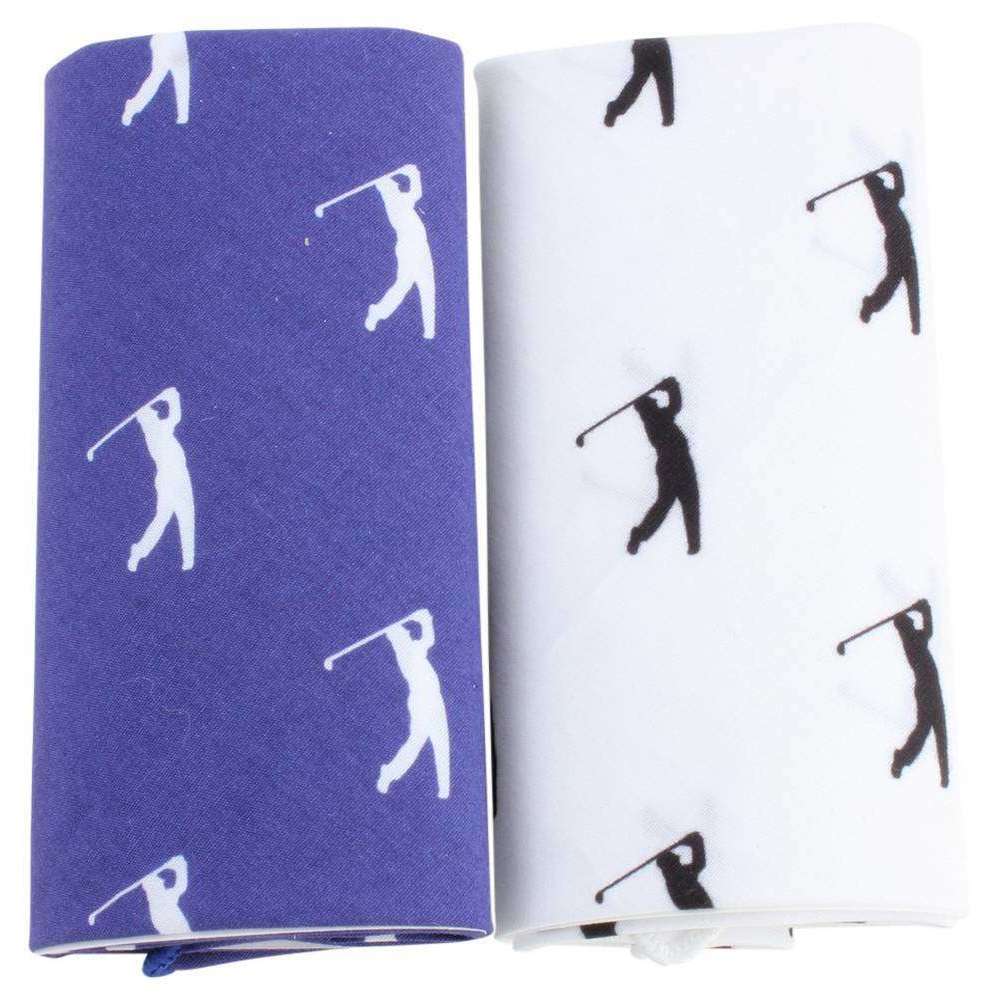 David Van Hagen Novelty Golfer Handkerchief Set - White/Blue