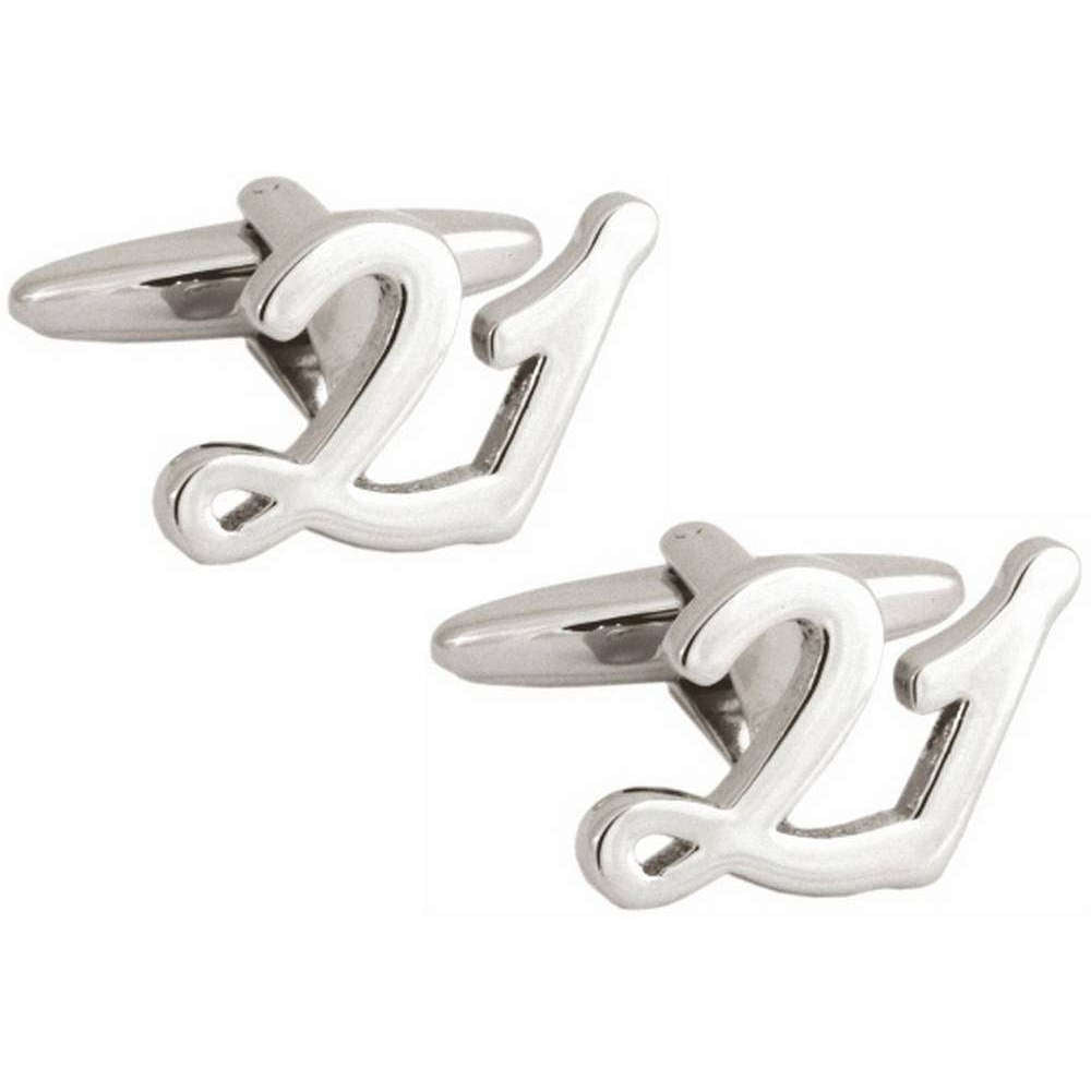 David Van Hagen Number 21 Celebration Cufflinks - Silver