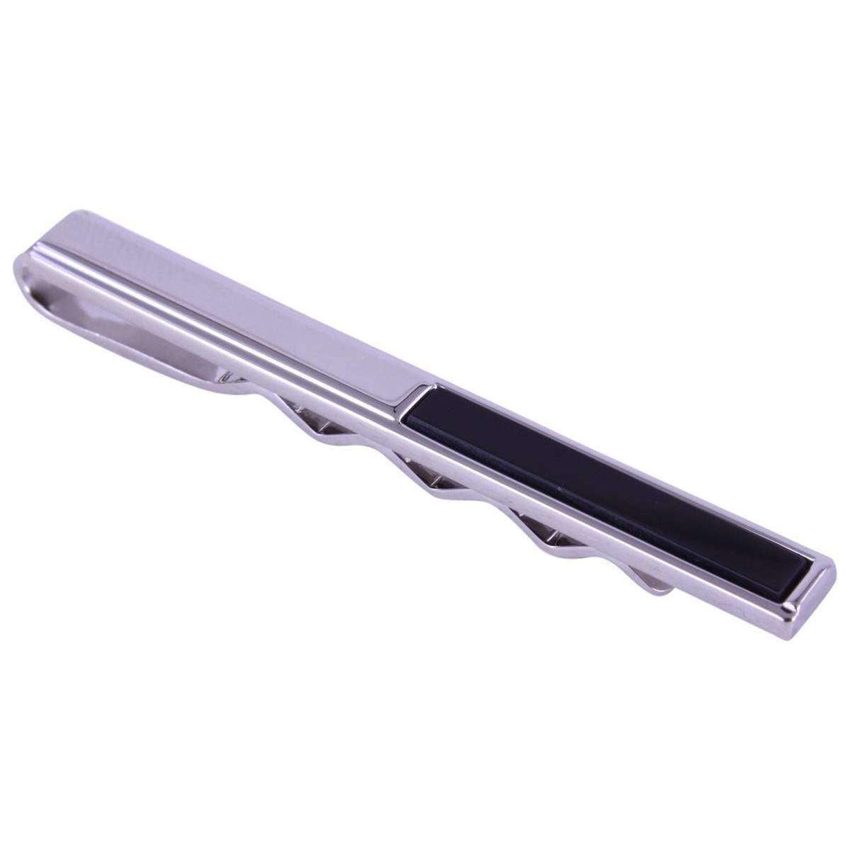 David Van Hagen Onyx Tie Slide - Silver