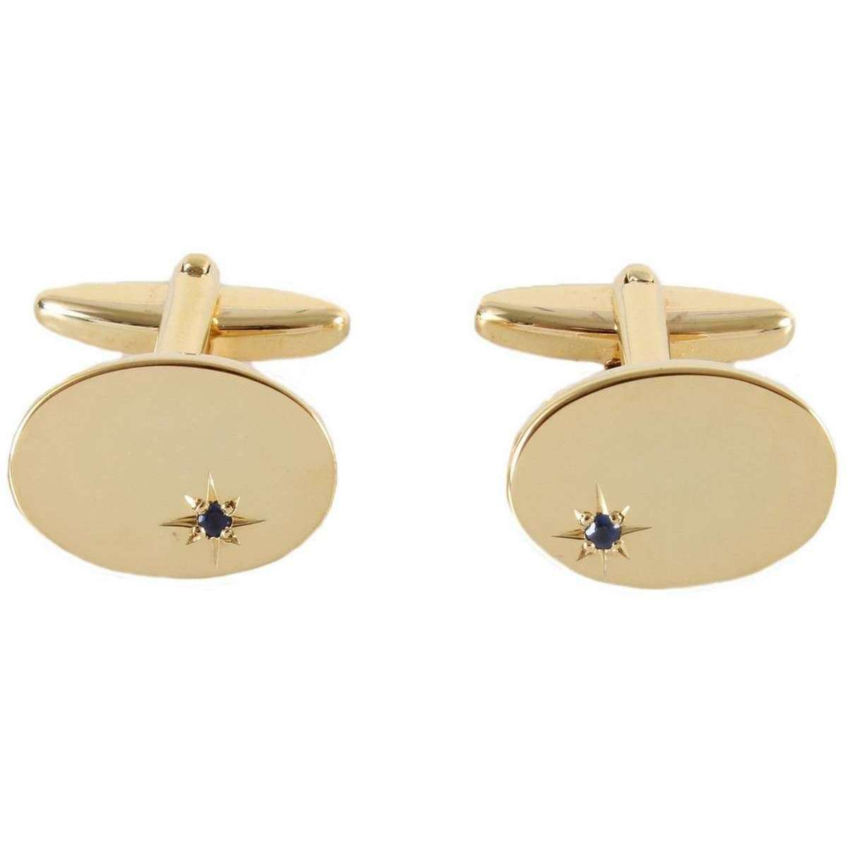 David Van Hagen Oval Sapphire Cufflinks - Gold/Blue