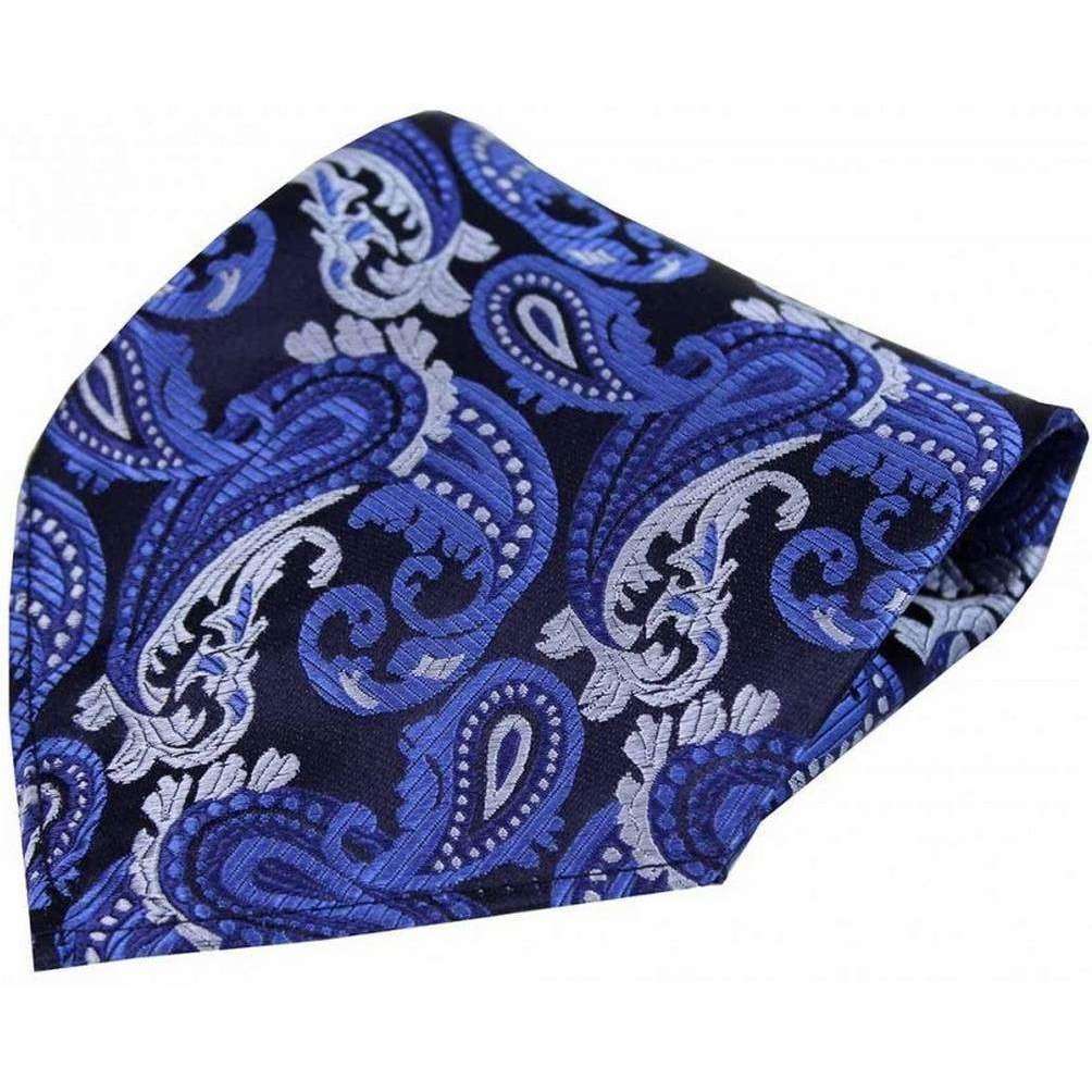 David Van Hagen Paisley Silk Handkerchief - Navy/Blue/Grey