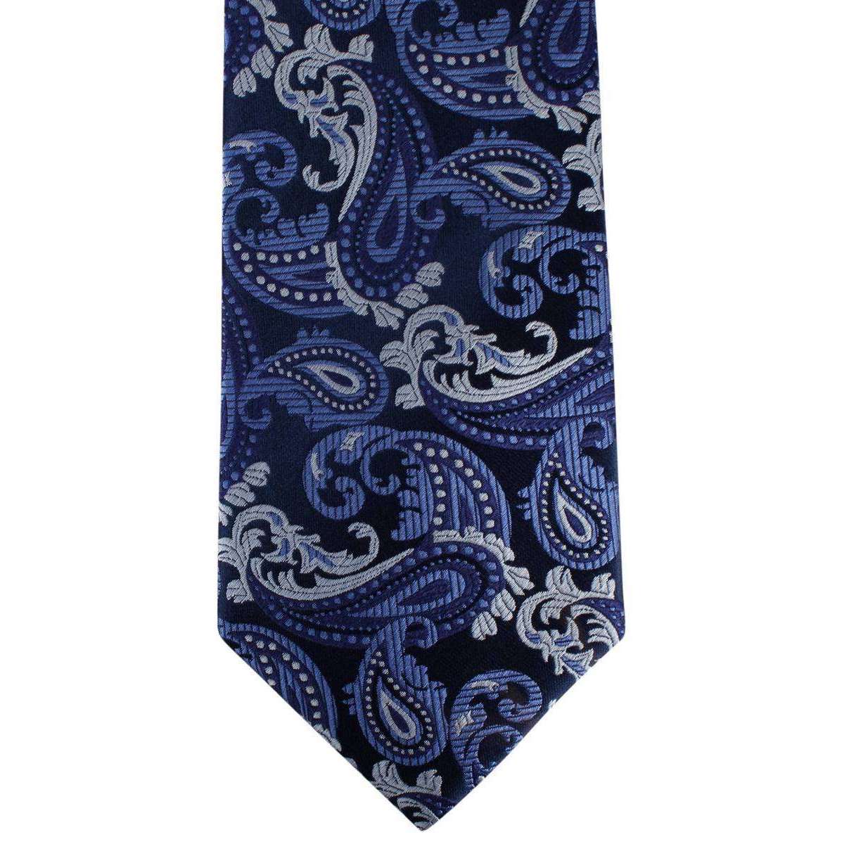 David Van Hagen Paisley Tie - Navy/Blue/Silver