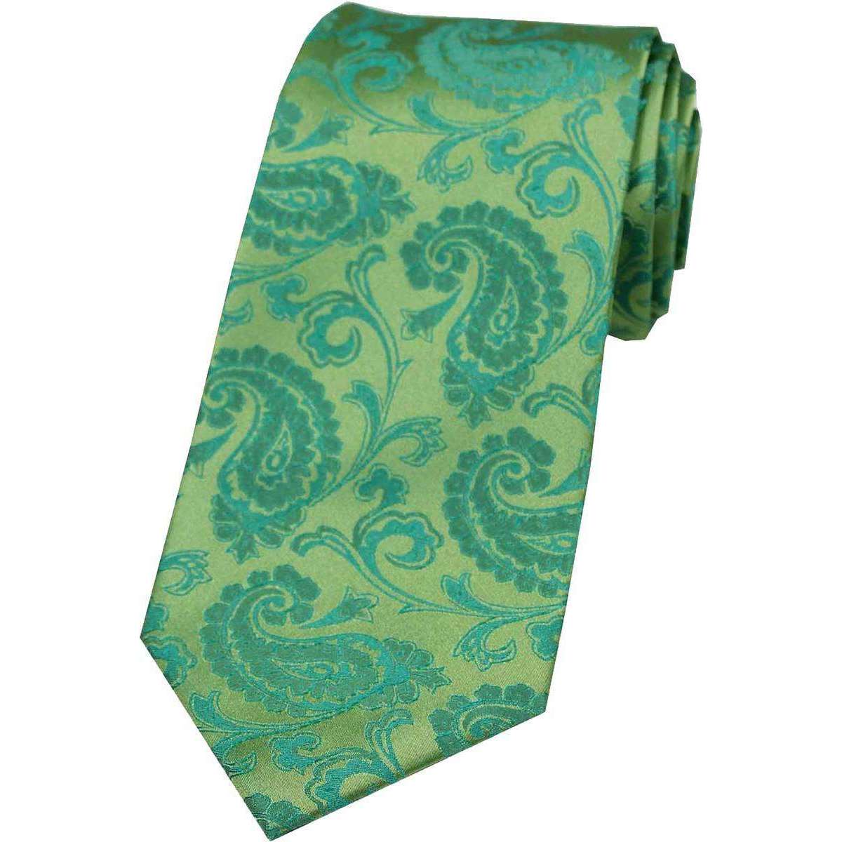 David Van Hagen Paisley Tonal Silk Tie - Jade Green