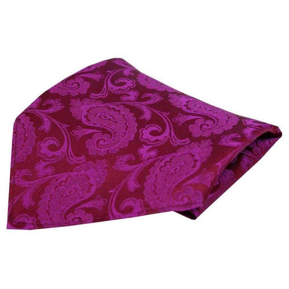 David Van Hagen Paisley Woven Silk Pocket Square - Deep Fuchsia