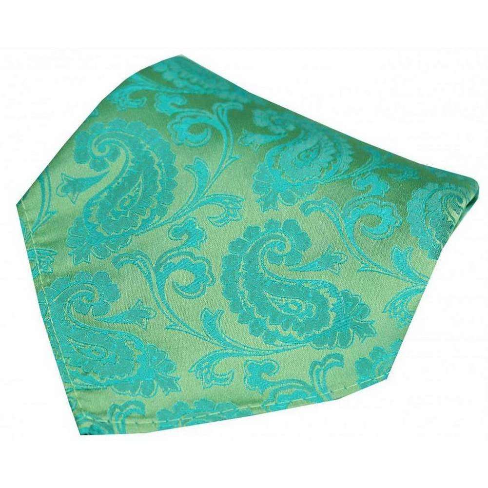 David Van Hagen Paisley Woven Silk Pocket Square - Jade Green