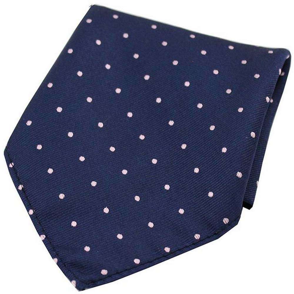 David Van Hagen Pin Dot Silk Pocket Square - Navy/Pink