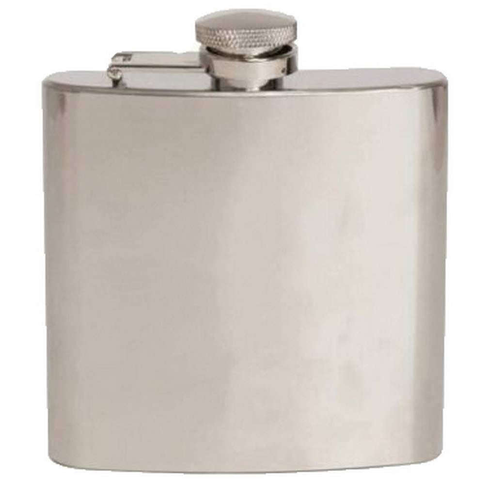 David Van Hagen Plain Brushed 6oz Hip Flask - Silver