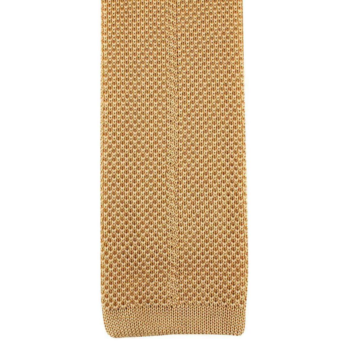 David Van Hagen Plain Knitted Tie - Gold
