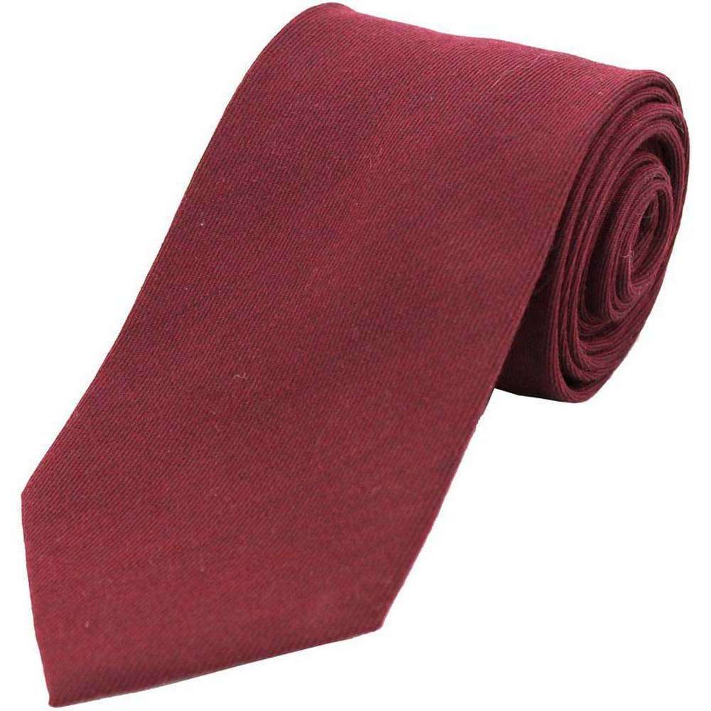 David Van Hagen Plain Wool Rich Tie - Burgundy