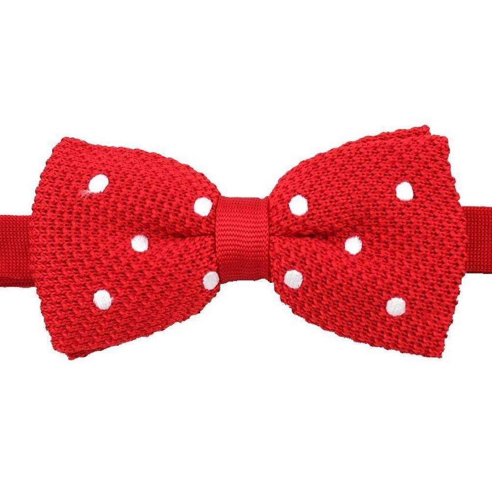 David Van Hagen Polka Dot Knitted Polyester Bow Tie - Red/White