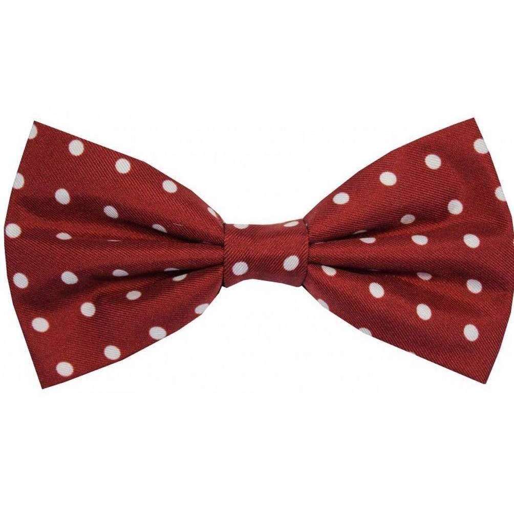 David Van Hagen Polka Dot Silk Bow Tie - Wine Red/White