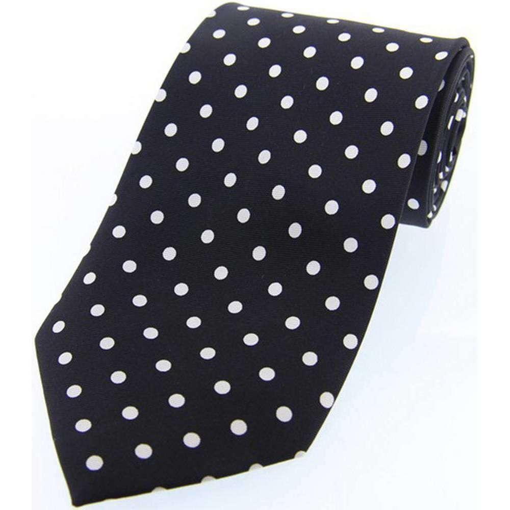 David Van Hagen Polka Dot Silk Twill Tie  - Black/White