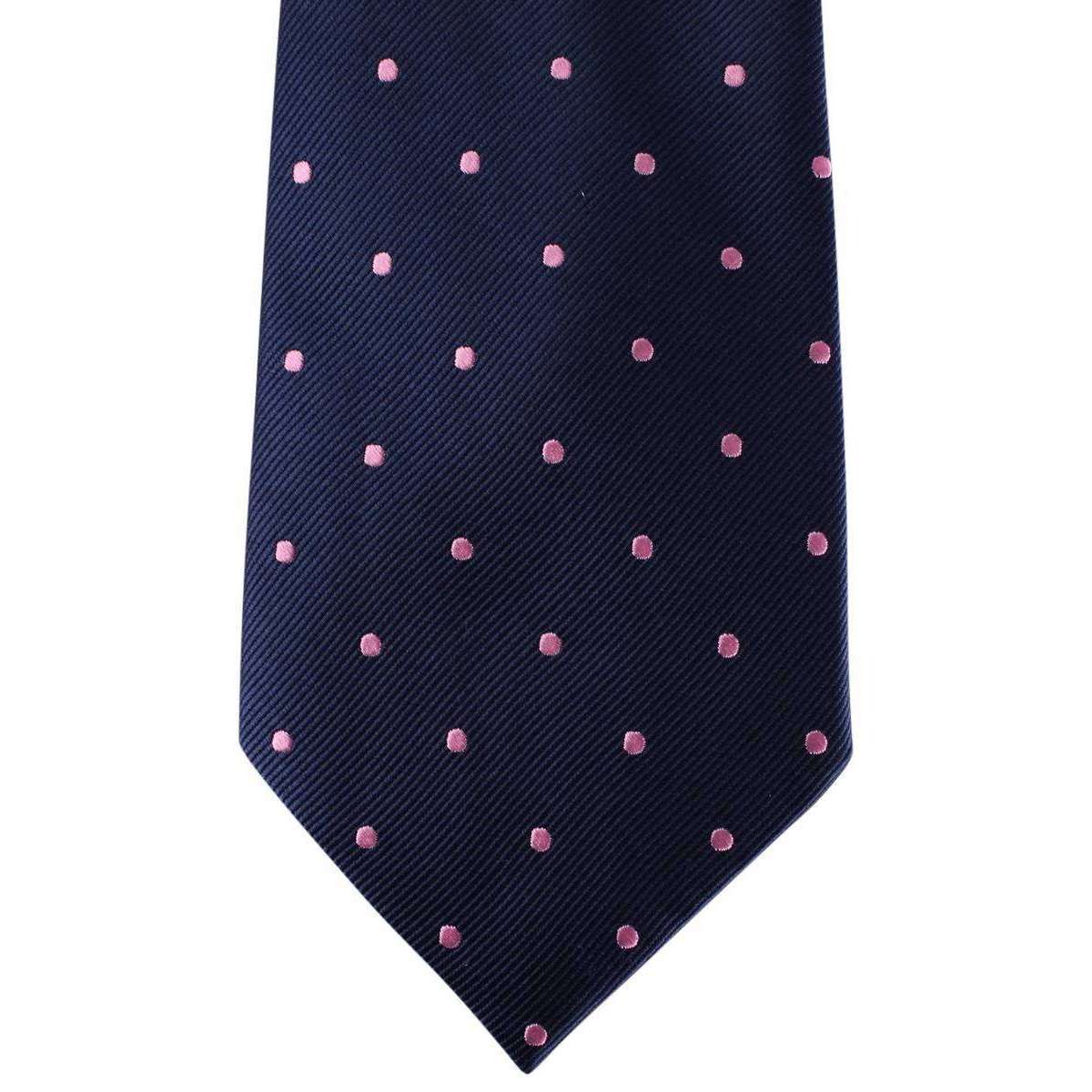 David Van Hagen Polka Dot Tie - Navy/Pink