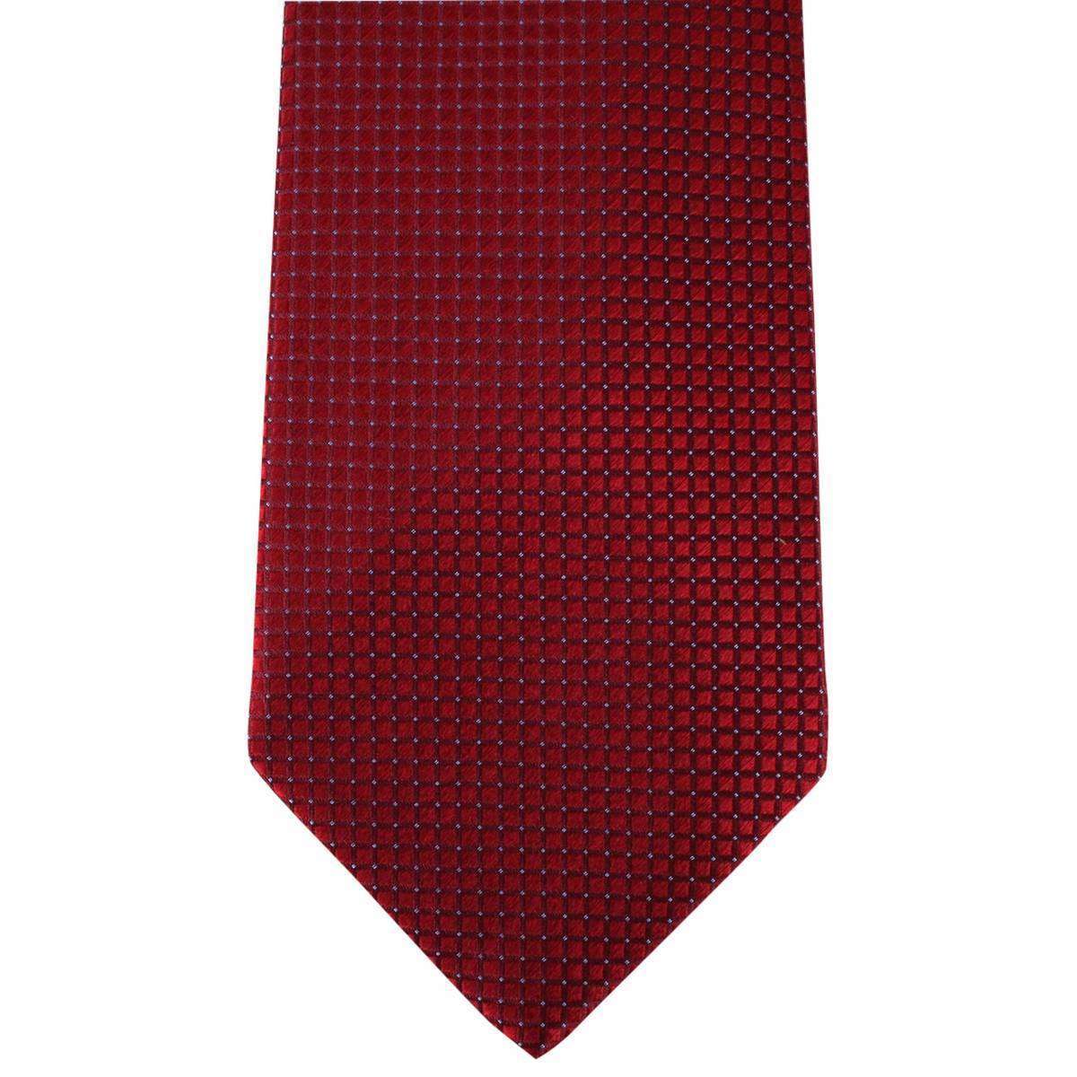 David Van Hagen Ribbed Squares Pin Dot Tie - Wine