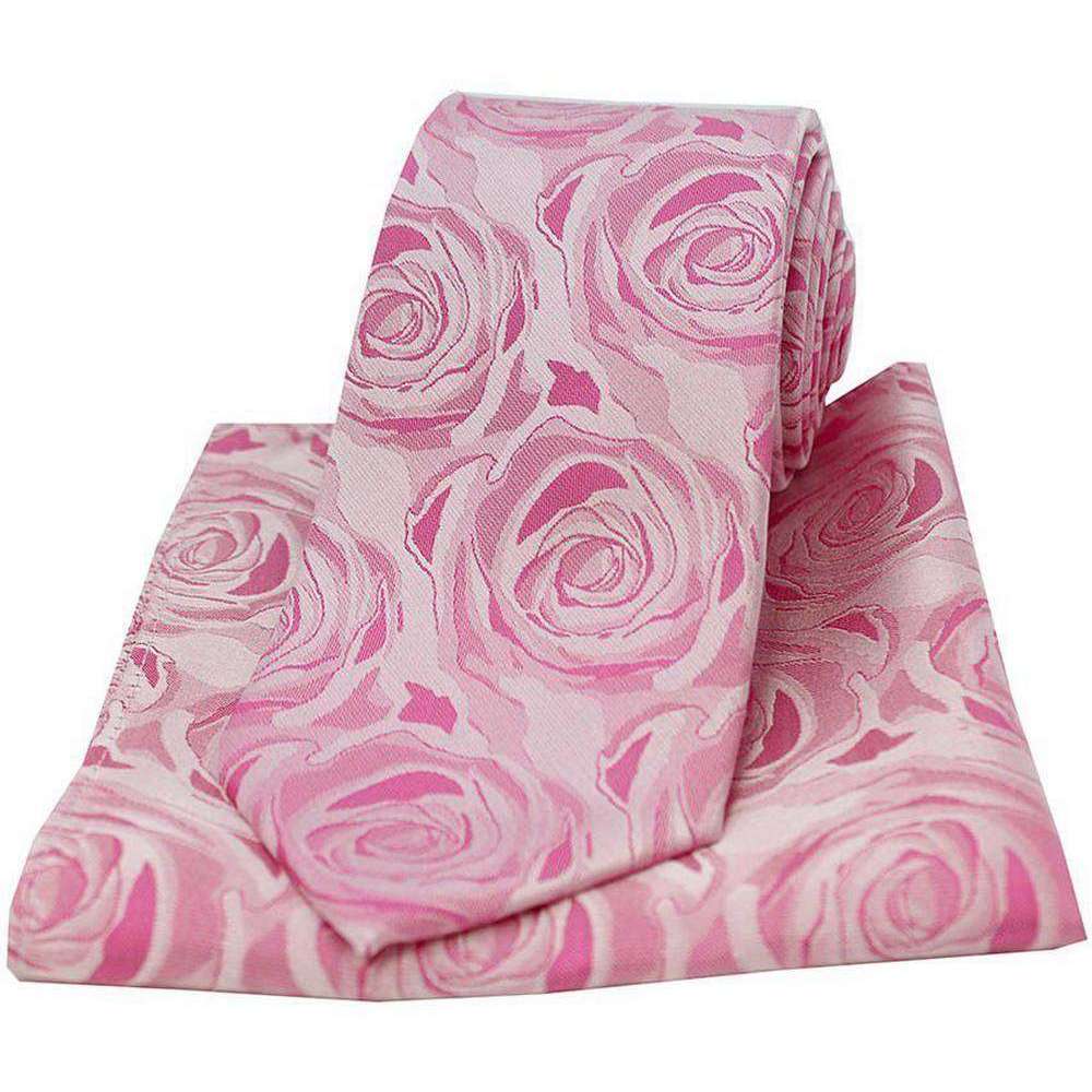 david van hagen rose wedding matching tie and pocket square set - fuchsia