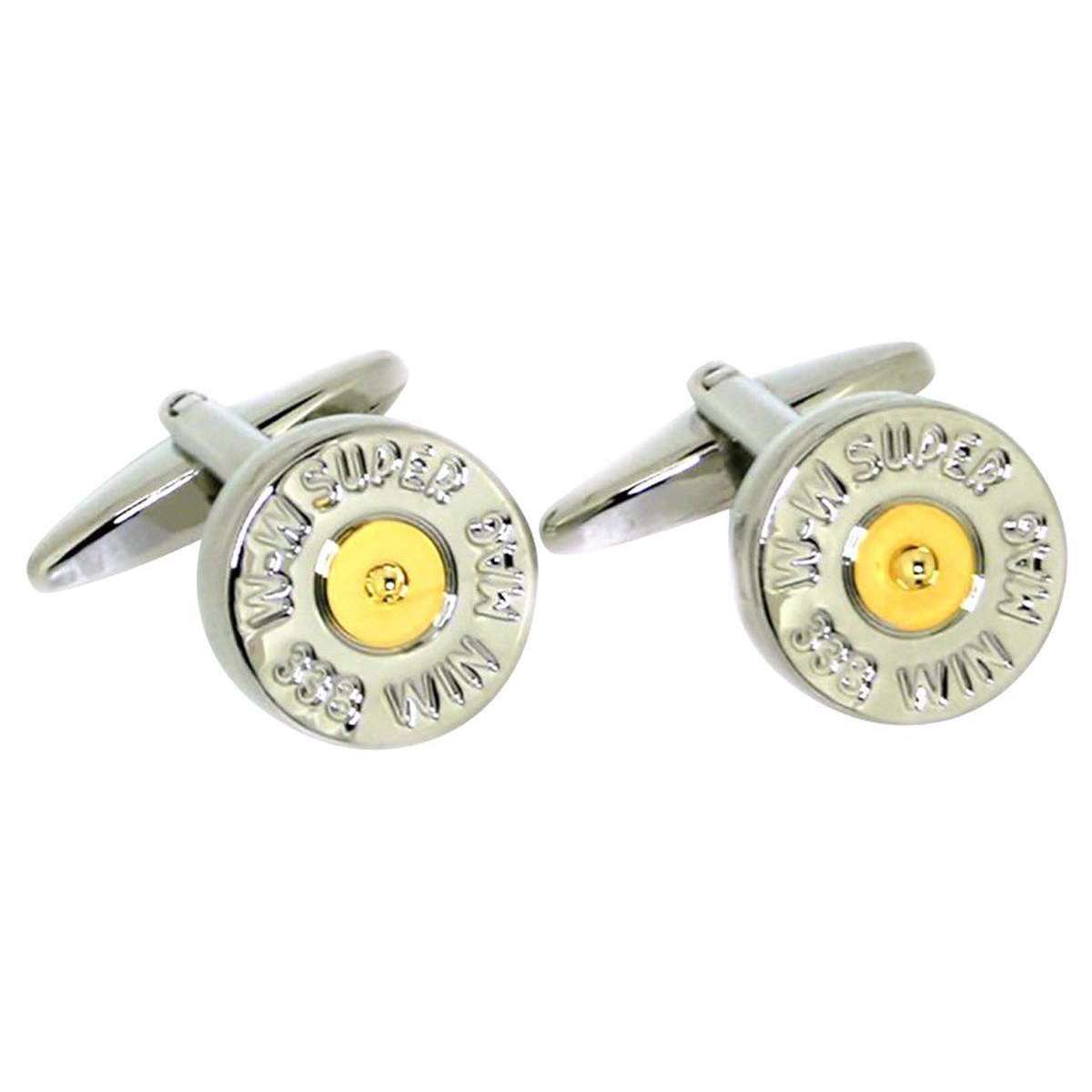 David Van Hagen Round Shotgun Cartridge Country Cufflinks - Silver/Gold