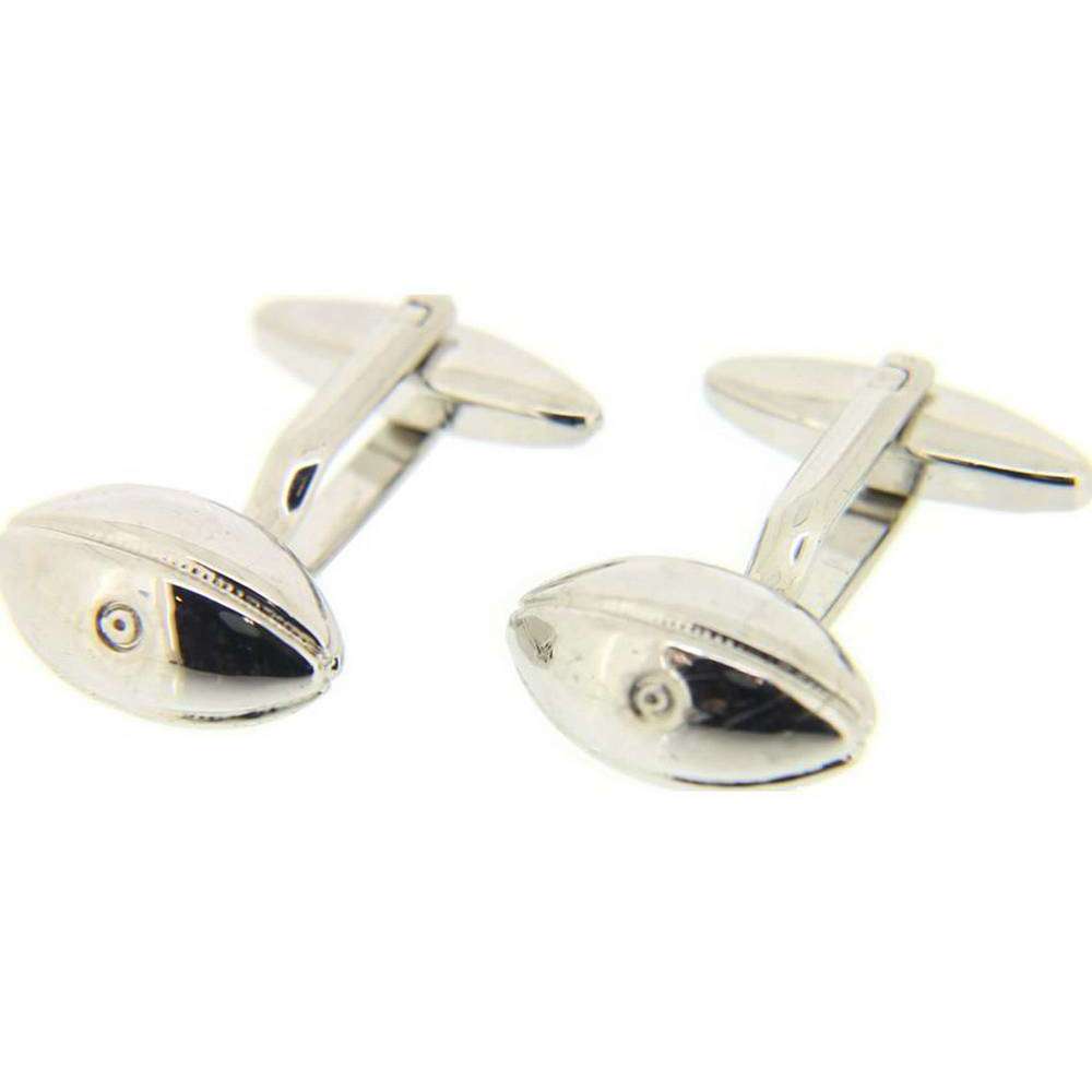 David Van Hagen Rugby Ball Cufflinks - Silver