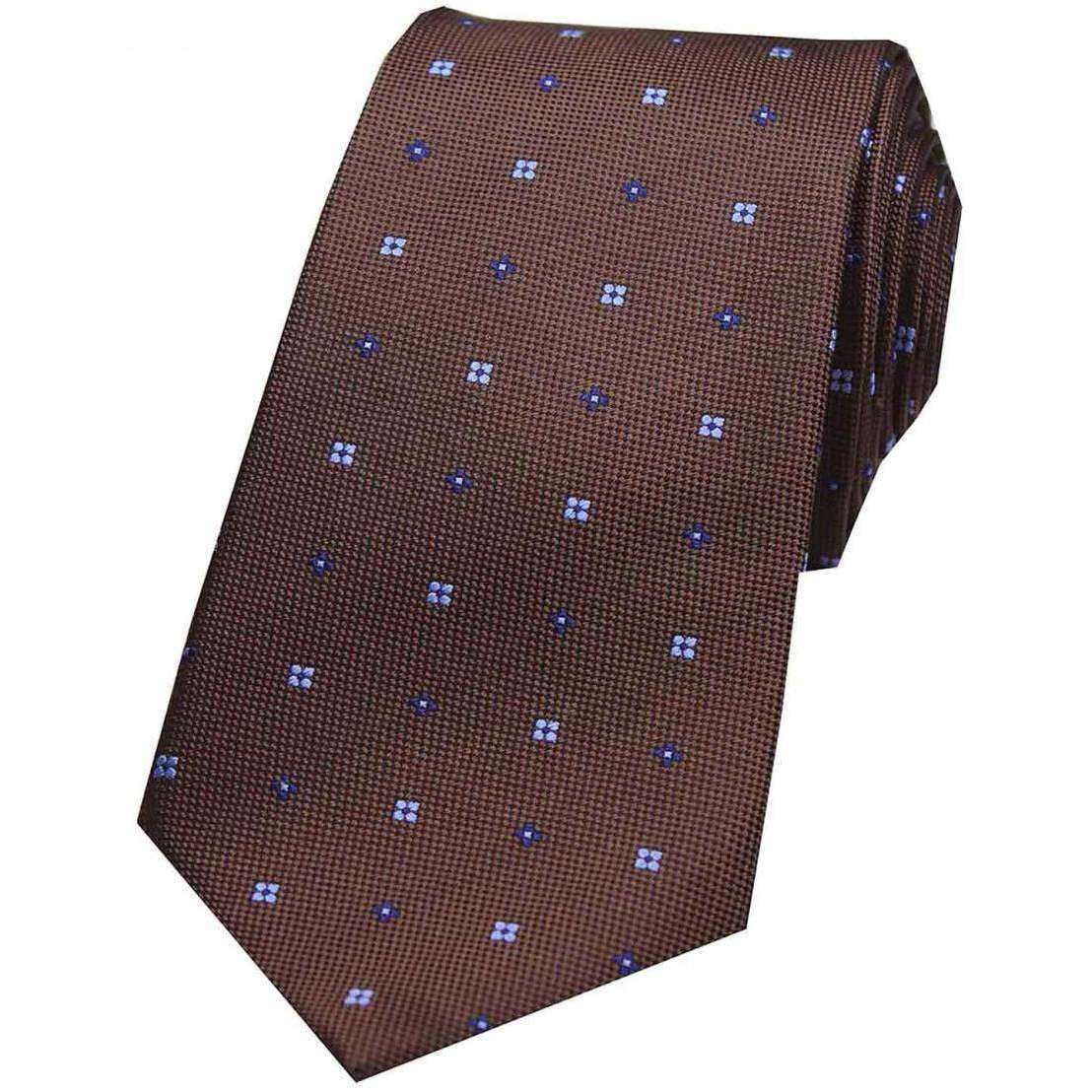 David Van Hagen Small Flowers Silk Tie - Brown