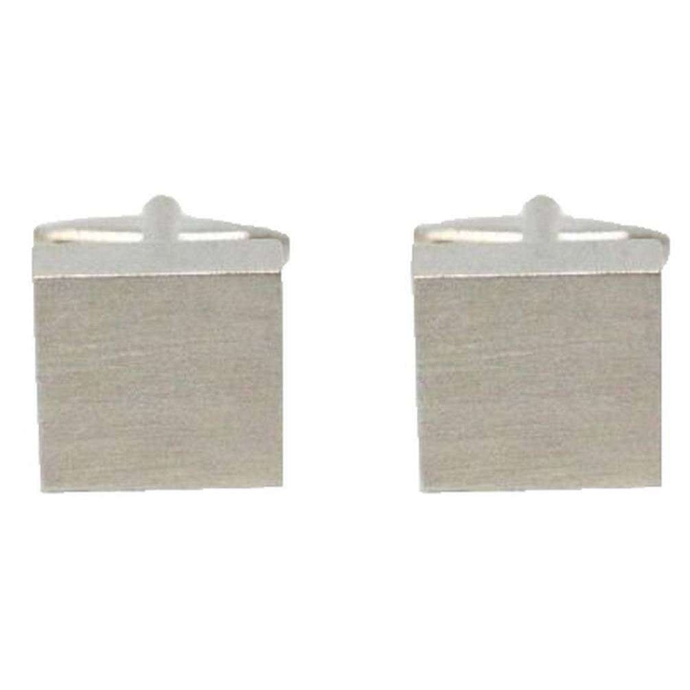 David Van Hagen Square Brushed Cufflinks - Silver