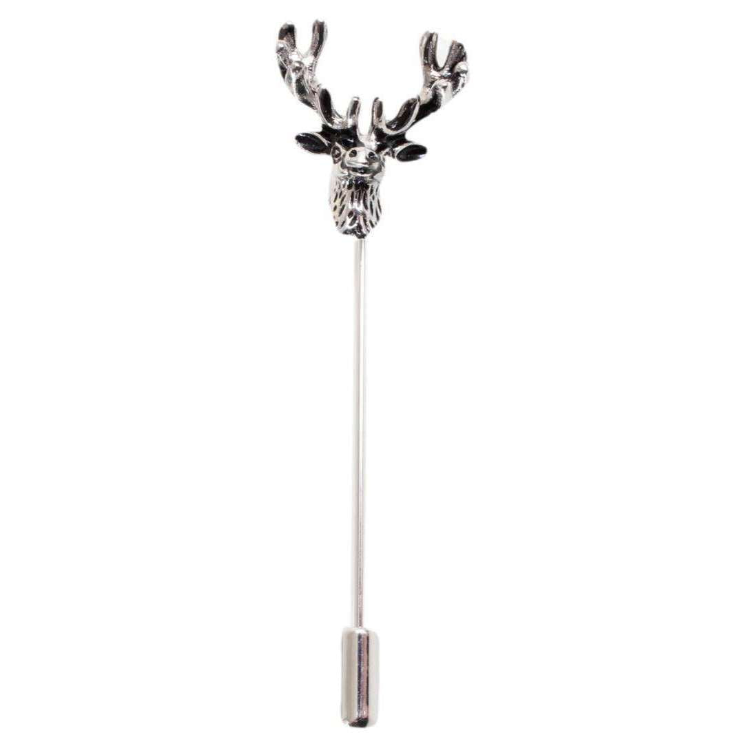 David Van Hagen Stag Head Lapel Pin - Silver