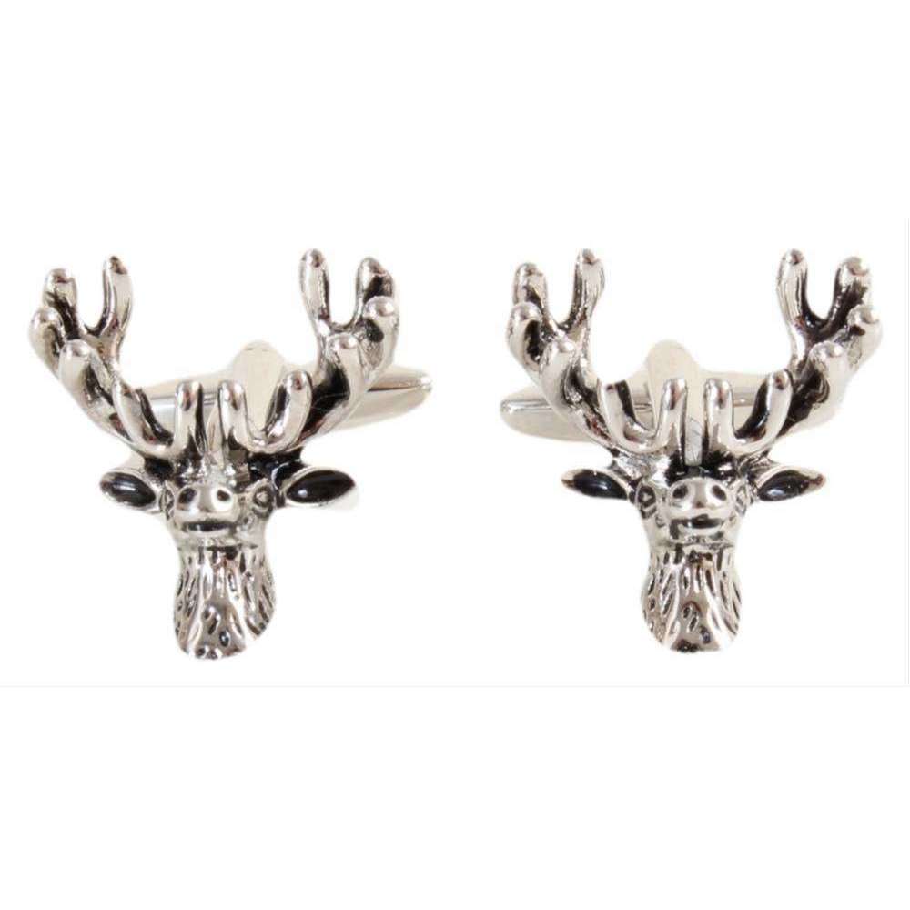 David Van Hagen Stags Head Cufflinks - Silver