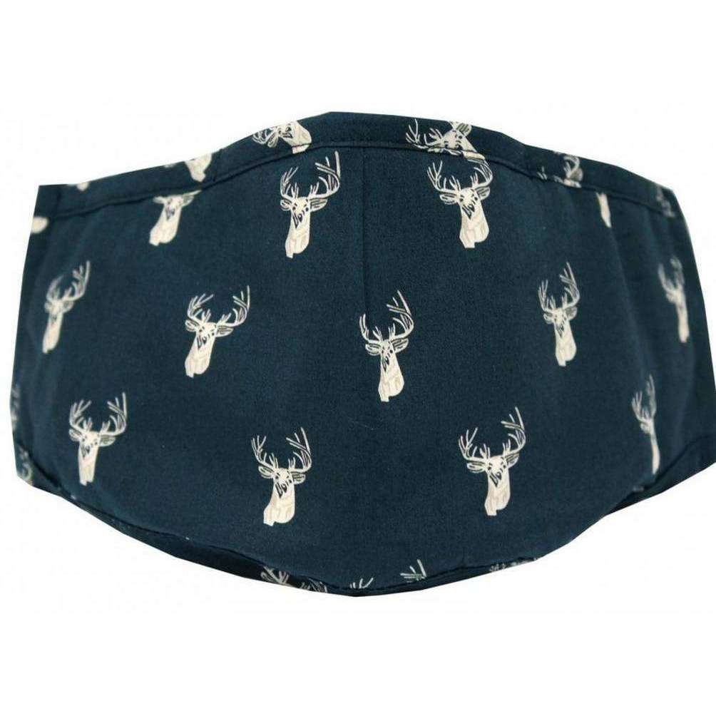 David Van Hagen Stags Head Reusable Face Mask - Navy