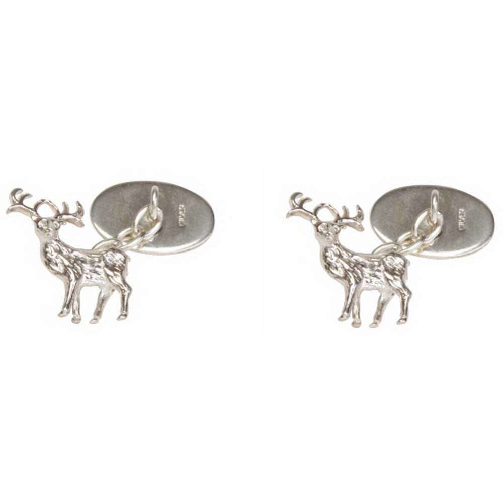 David Van Hagen Sterling Silver Stag Cufflinks