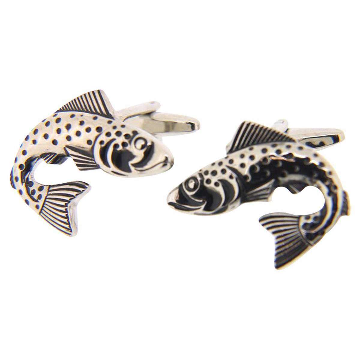 david van hagen trout fish country cufflinks - silver/black