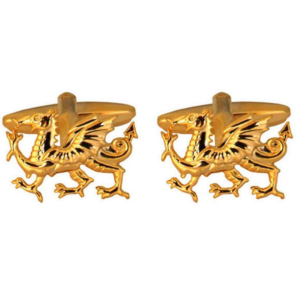 David Van Hagen Welsh Dragon Cufflinks - Gold