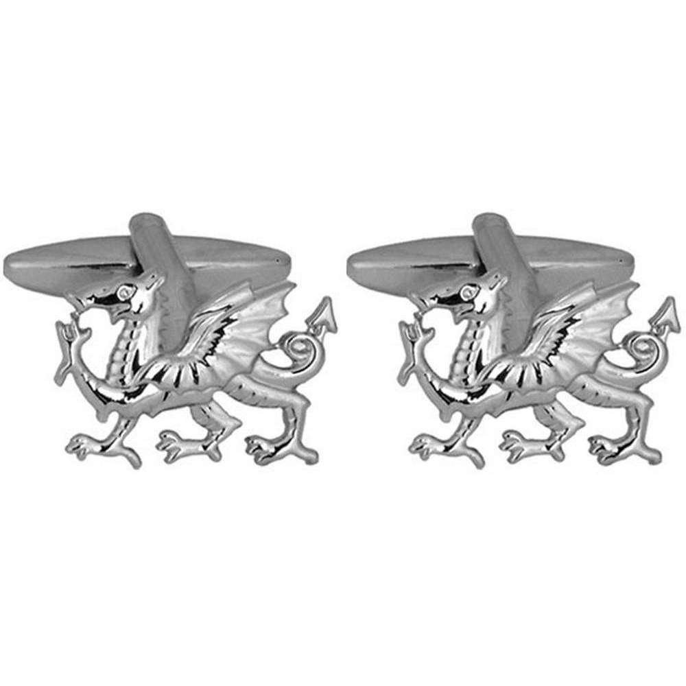 David Van Hagen Welsh Dragon Cufflinks - Silver