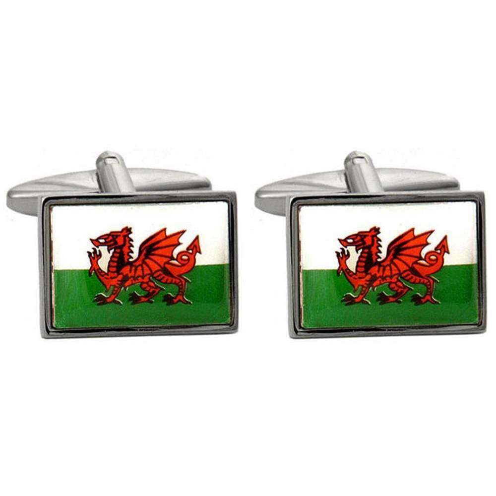 David Van Hagen Welsh Flag Cufflinks - White/Green/Red