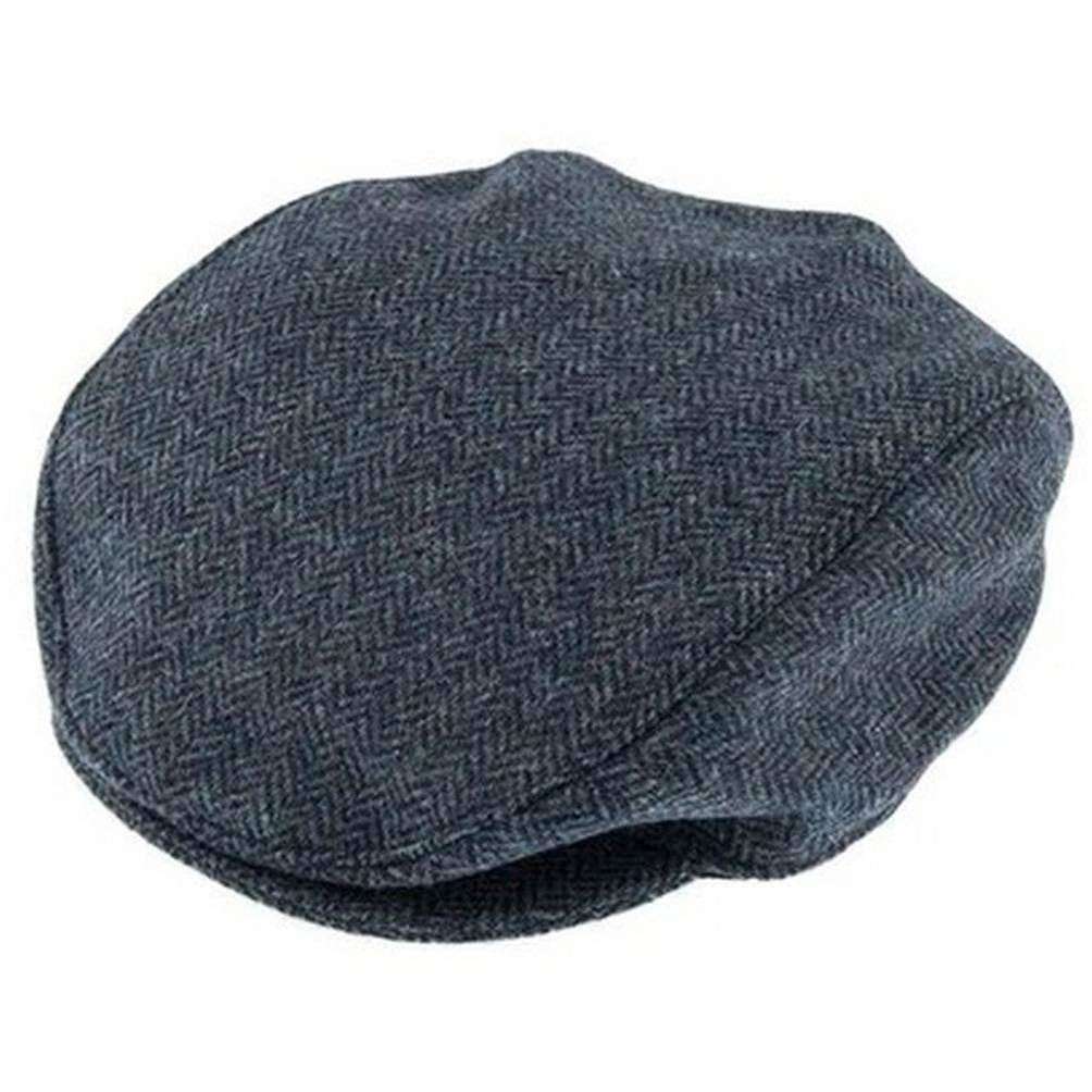 Dents Abraham Moon Tweed Flat Cap - Navy