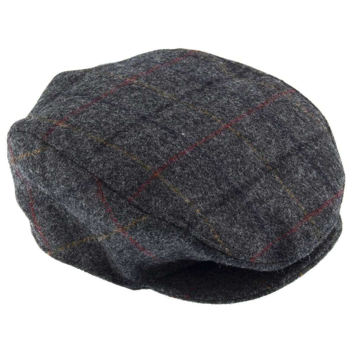 Dents Abraham Moon Yorkshire Check Tweed Flat Cap - Charcoal