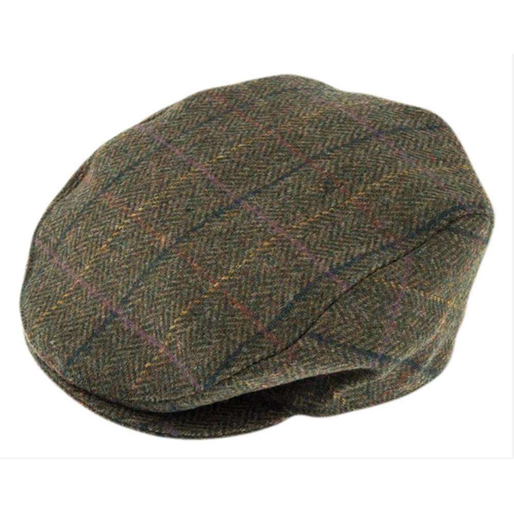 Dents Abraham Moon Yorkshire Tweed Flat Cap - Olive Green