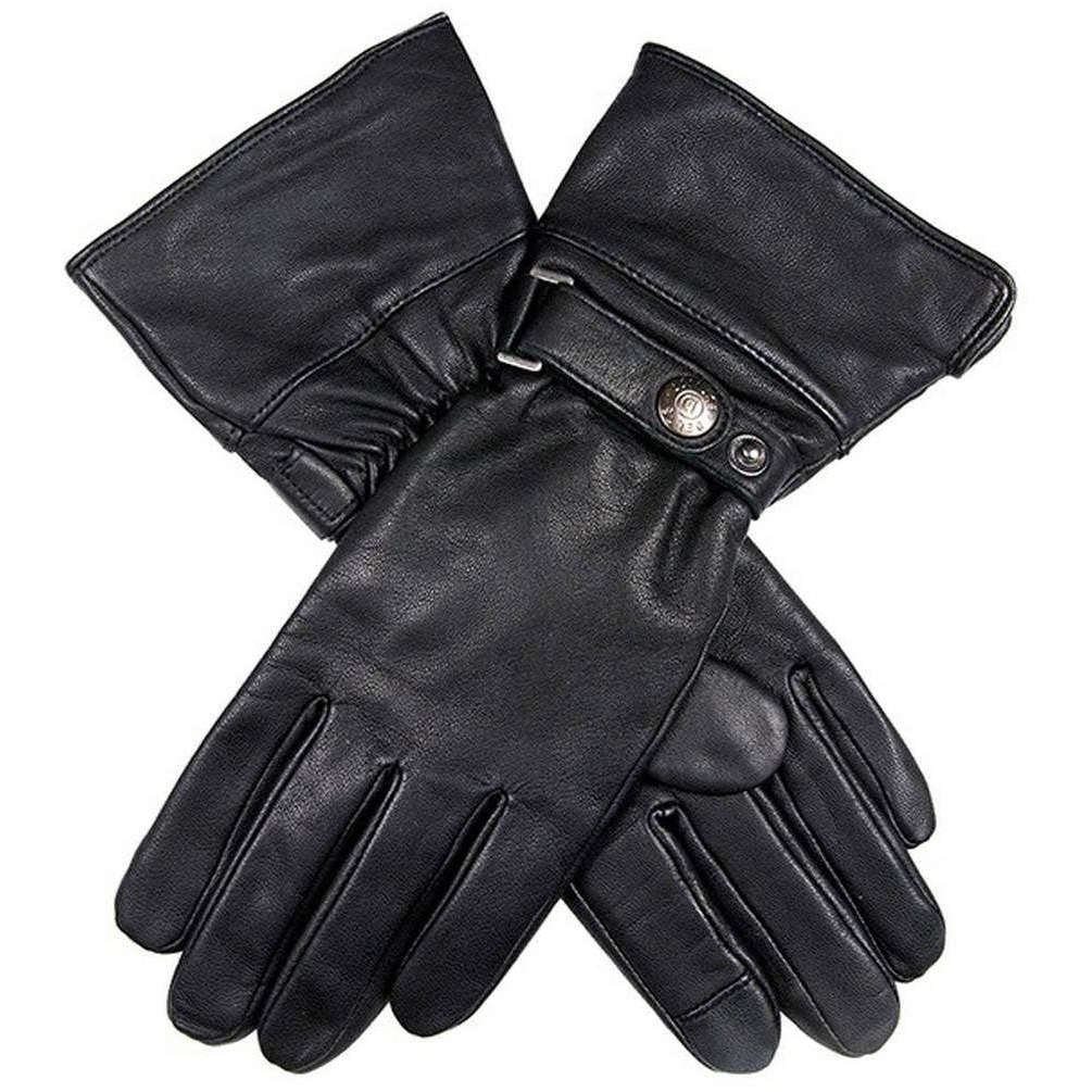 Dents Ada Goatskin Leather Gauntlet Cuff Gloves - Black - Small - 7" | 18cm