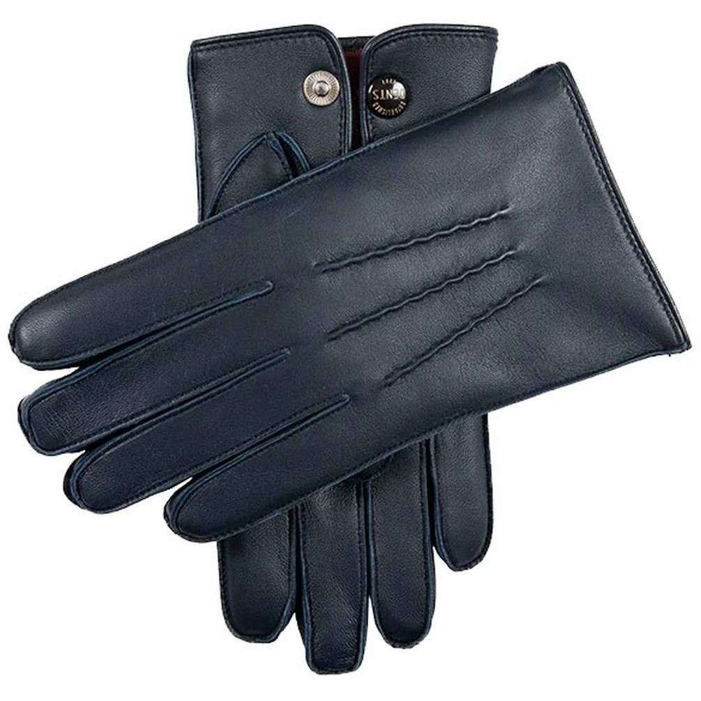 Dents Burton Touchscreen Leather Gloves - Navy/Grey