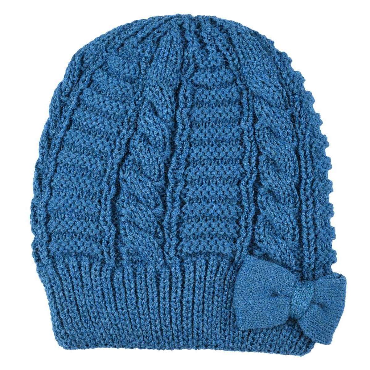 Dents Cable Knit Bow Detail Beanie Hat - Royal Blue