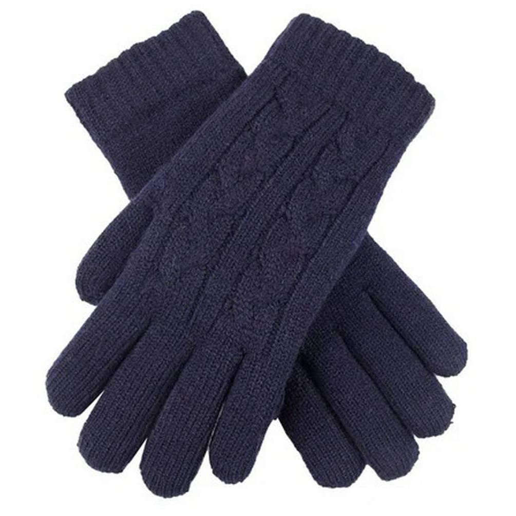 Dents Cable Knit Gloves - Navy Blue