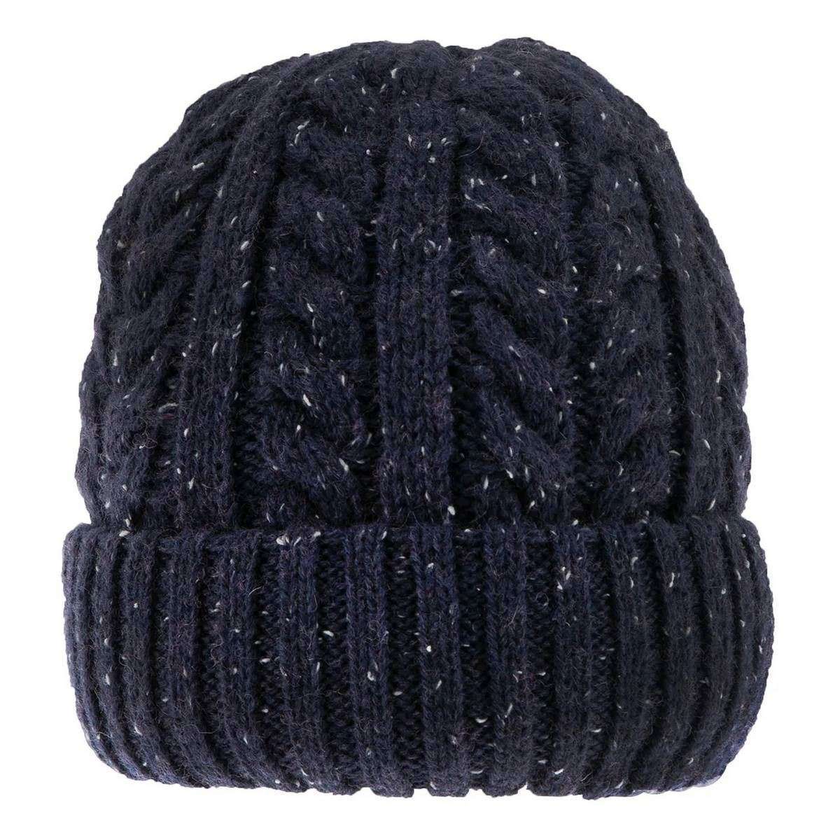 Dents Cable Knit Wool Blend Beanie Hat - Navy