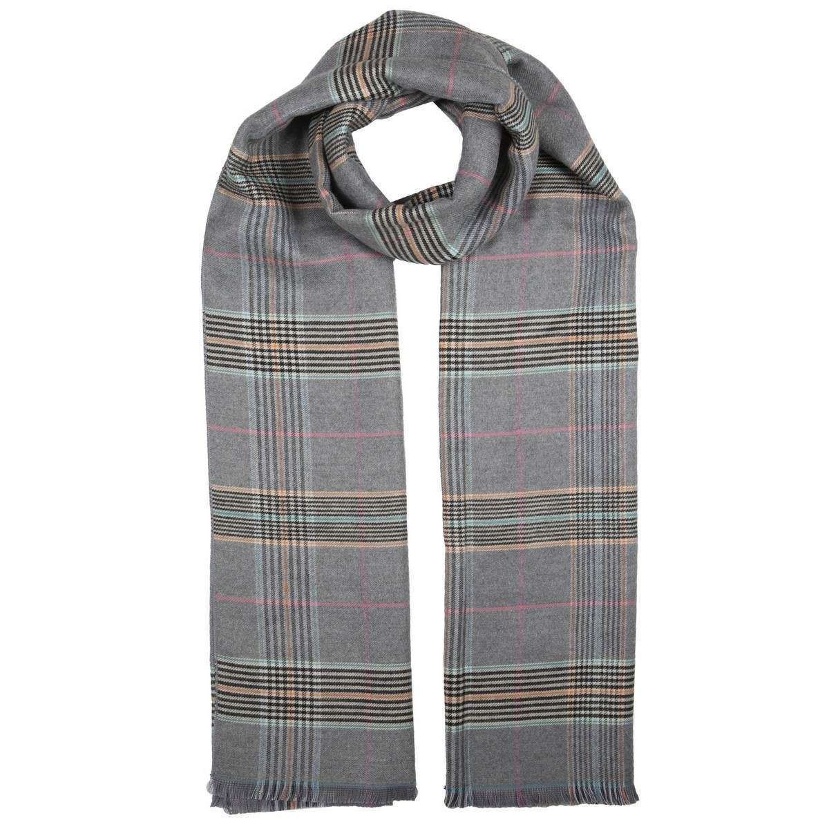 Dents Check Stole Scarf - Dove Grey